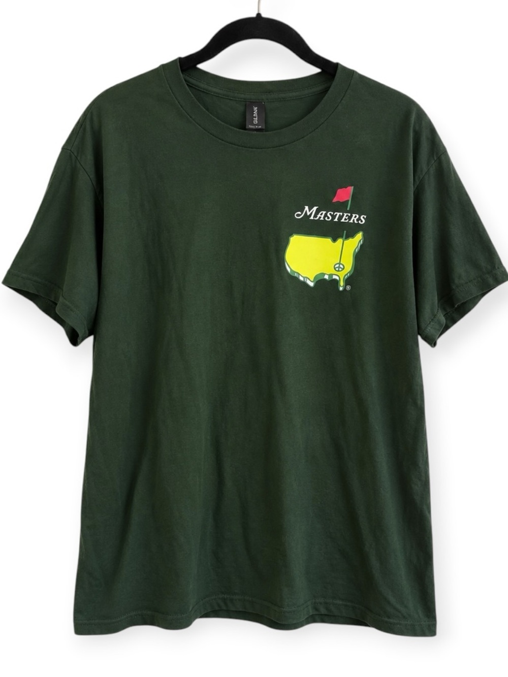 Gildan 2024 Masters Augusta National Gnome Caddie Tee L Green Golf Graphic Shirt